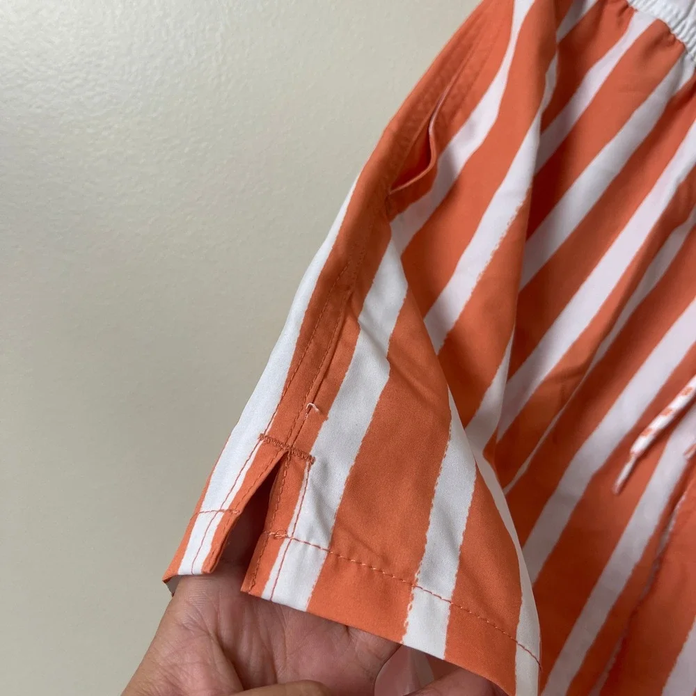 Goodfellow & Co Mens Orange White Striped Swim Trunks Mesh Lining Board Shorts M